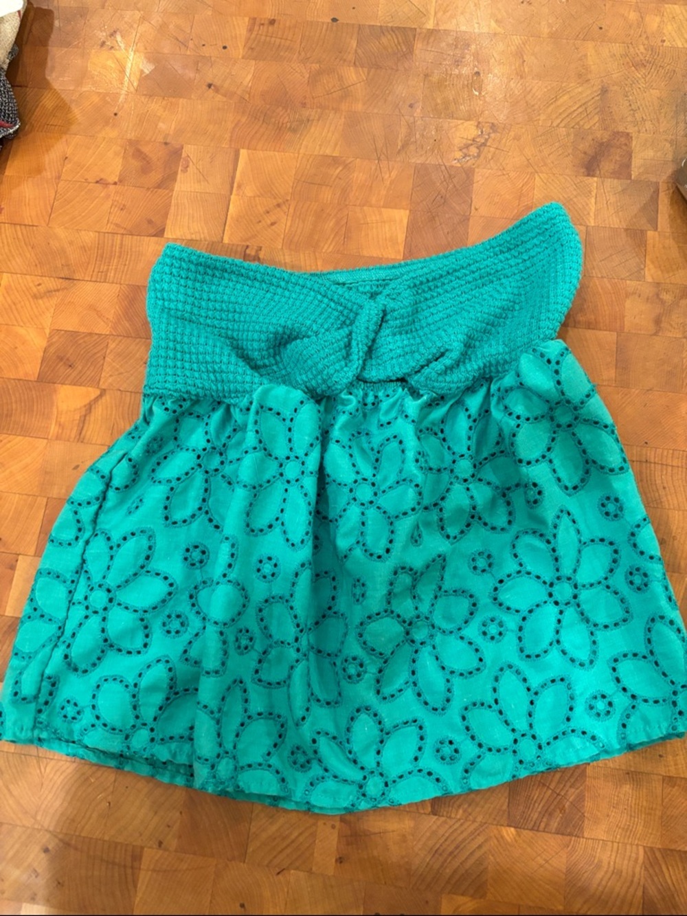 Green Eyelet Floral eyelet tube top